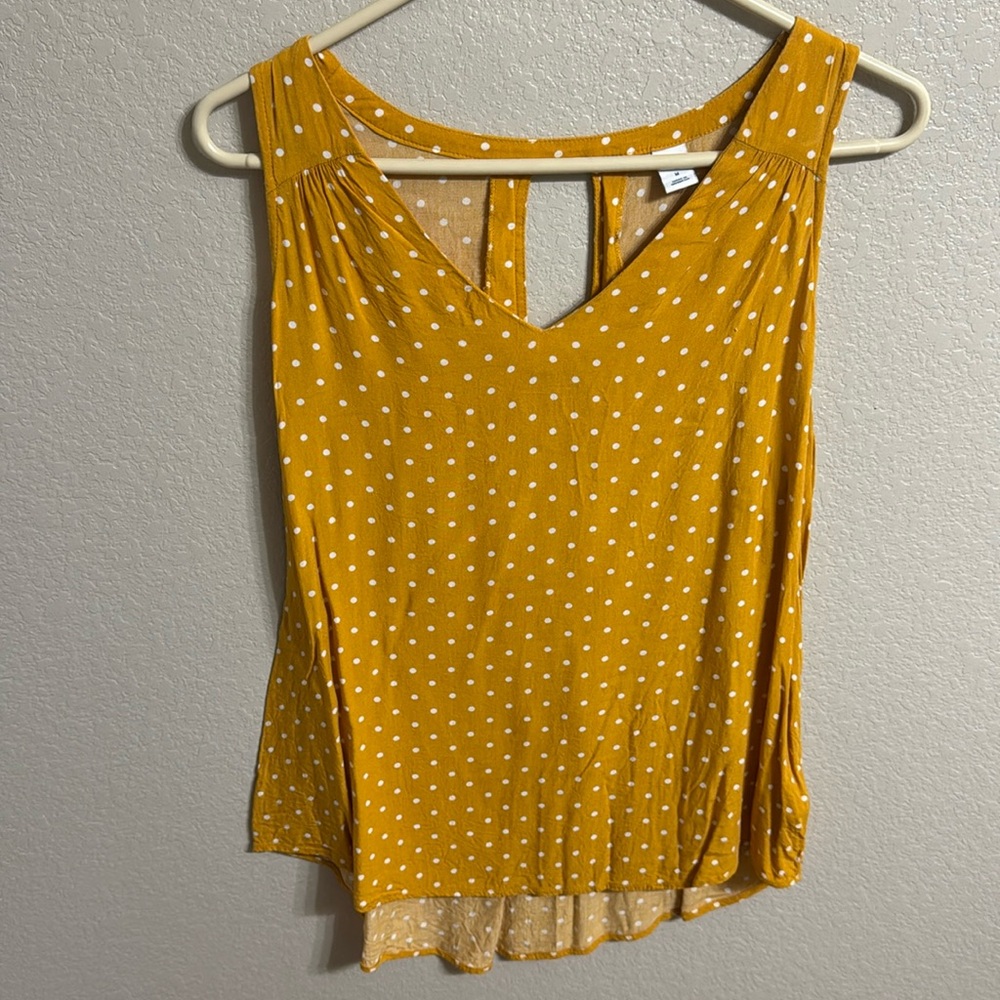 Old Navy Mustard Polka Dot Sleeveless Blouse